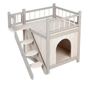 Zooplus Exclusive Kattenhuis Prince L70 x B49 x H65 cm Grijs/Wit