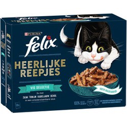 felix Pouch Heerlijke Reepjes Vis Selectie Box - Kattenvoer - Zalm Tonijn Kabeljauw 12 x 100 g