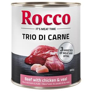 Rocco 20 + 4 gratis! 24 x 800 g  Trio Di Carne + Winter - Trio di Carne Rund, Kip & Kalf