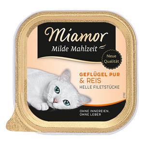 6 x 100 g Miamor Milde Maaltijd Kattenvoer - Gevogelte puur & Rijst