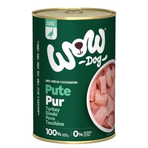 6x 400g WOW Puur Kalkoen Hondenvoer Nat