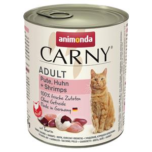 6x800g Adult Kalkoen, Kip & Garnaal Animonda Carny Kattenvoer