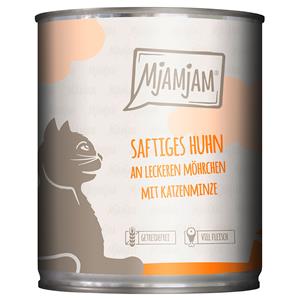 6x 800g sappige kip op lekkere wortels MjAMjAM nat kattenvoer