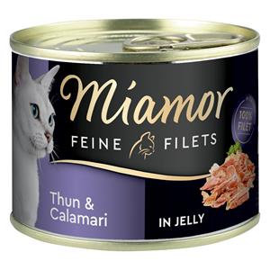 6 x 185 g Miamor Fijne Filets Kattenvoer - Tonijn & Calamari in Gelei