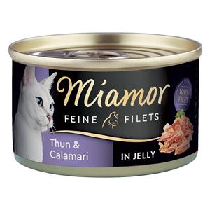 24x100g Tonijn/Calamari Fijne Filets Miamor Kattenvoer