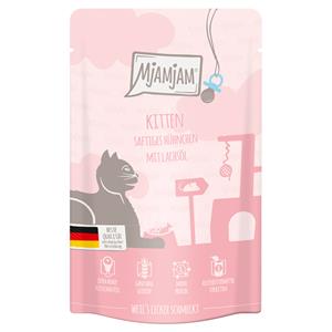 Economy Pack 24x125g MjAMjAM Kitten Sappige Kip met Zalmolie Natte Kattenvoer