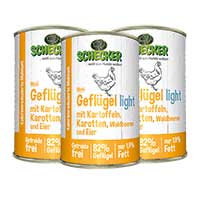 Schecker Hundemenü - Gefügel light mit Kartoffeln, Karotten, Waldbeeren & Ei