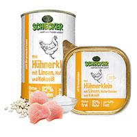 Schecker Hundemenü - Hühnerklein mit Linsen, Haferflocken und Kokosöl