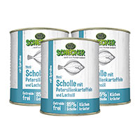 Schecker Hundemenü - Scholle mit Petersilienkartoffeln und Lachsöl
