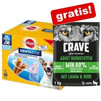 112 stuks  Dentastix + 1 kg Crave droogvoer gratis!  - Dagelijks fris: voor kleine honden (5-10 kg)