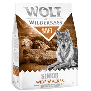 Speciale prijs: 2 x 1 kg Wolf of Wilderness Graanvrij Droogvoer voor Honden - SENIOR Wide Acres - Kip (Soft & Strong)