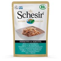 Schesir Katten Pouch 6 x 85 g - Tonijn met Kleine Ansjovissen