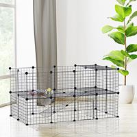 PawHut ren voor kleine huisdieren, metalen box, veelzijdig ontwerp, stevig en veilig, eenvoudig in elkaar te zetten, zwart metaal | Aosom.nl