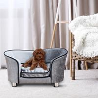 PawHut luxe hondenbank, stijlvolle honden- en kattenmand, comfortabel en duurzaam, 80 x 60 x 30 cm, grijs | Aosom.nl