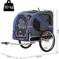 PawHut Hundeanhänger Fahrradanhänger Hundetransporter Hunde Fahrrad Anhänger für kleine mittelgroße Hunde Oxfordstoff Regenschutz Blau 130 x 73x90cm