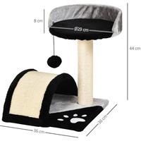 PawHut krabpaal, stevig met speelballen, sisal voor optimale krabervaring, ideaal voor katten, 36 x 36 x 44 cm, zwart | Aosom.nl