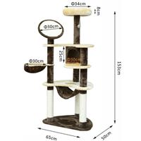 pawhut Katzenbaum Sisalsäulen 65x50x153 cm creme-kaffebraun