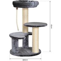 pawhut Kratzbaum Katzenbaum Kletterbaum Spielbaum Katzenbett Grau Ф40 x H65 cm