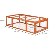 pawhut Kaninchenstall Hasenstall mit Freilaufgehege Kleintierstall Massivholz Orange - 