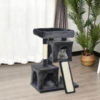 PawHut kattenboom met sisalpalen, stevige kattenkrabpaal, klimboom met meerdere niveaus, voor actieve katten, 59 x 39 x 83 cm, donkergrijs | Aosom.nl