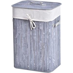 homcom Wäschekorb Wäschebox Bambus 72 L Grau - 