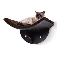 PawHut kattenbed, wandmontage kattenplank, pluche bekleding, stevige MDF, ideaal voor ruimtebesparing, 60 x 25 x 20 cm, bruin | Aosom.nl