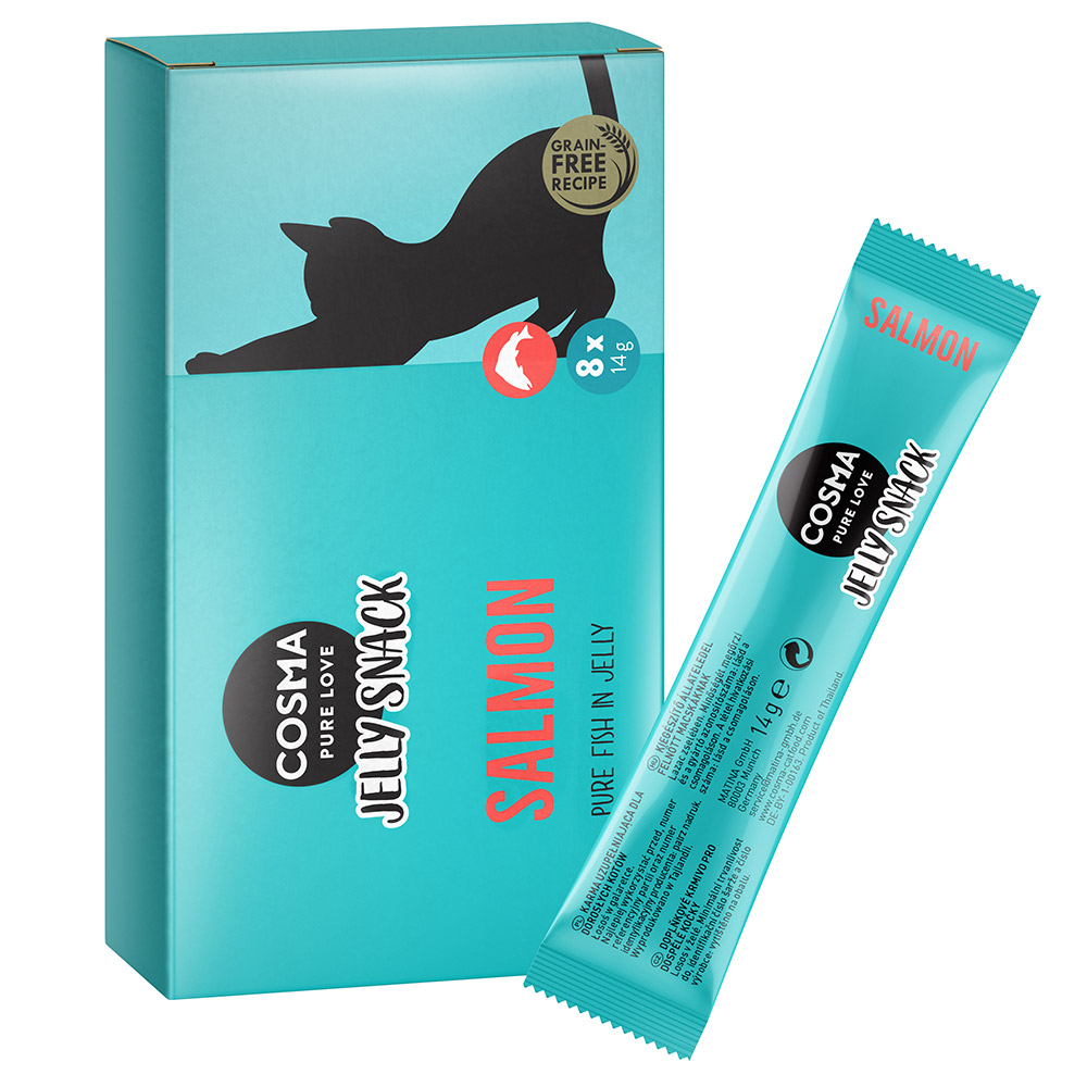 24x14g Lachs Cosma Jelly Snack für Katzen