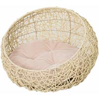 PawHut kattenhuis met kussen, comfortabel kattenbed, duurzaam PVC-rotan, eenvoudig te reinigen, 50 x 50 x 50 cm, beige | Aosom.nl