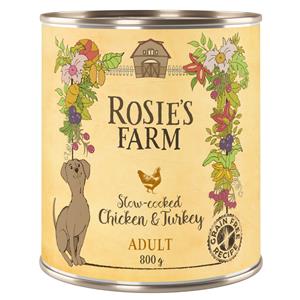 Rosie's Farm 6x800g Adult Kip & Kalkoen  Hondenvoer nat