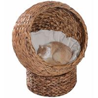 PawHut kattenmand, stijlvol rotan kattennest, comfortabel met kussen, duurzaam en gemakkelijk te reinigen, 50 x 50 x 40 cm, bruin | Aosom.nl