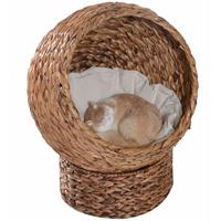 pawhut Katzenkorb Rattan-Katzennest Katzenbett mit Kissen Haustierbett Braun - 