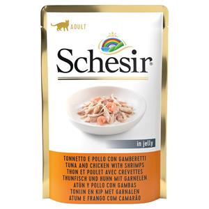 6x85g Tonijn met Kip en Garnalen Schesir Kattenvoer Maaltijdzakjes