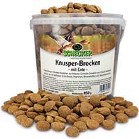 Schecker Knusper-Brocken mit Ente - wertvolle Cerealien - Calcium - Vitamine im Eimer