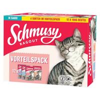 Schmusy 12x100g Ragout in Sauce Mix  Kattenvoer nat