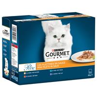 Gourmet Perle Mini Filets in saus met kalkoen/eend/tonijn/lam nat kattenvoer 85 gr zakjes 8 x (12 x 85 g)