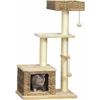 PawHut Katzenbaum Kratzbaum multifunktion Katzenhöhle Ballspielzeug Braun+Beige - 