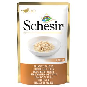 6x85g Kipstukjes in Saus Schesir Kattenvoer Maaltijdzakjes
