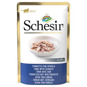 6x85g Tonijn met Zeebaars in Gelei Schesir Kattenvoer Maaltijdzakjes