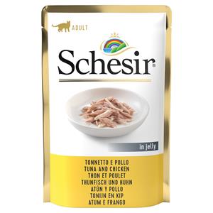 6x85g Tonijn en Kip in Gelei Schesir Kattenvoer Maaltijdzakjes