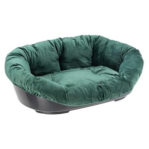 Ferplast L64xB48xH25cm  Hondenmand Siesta Deluxe Zwart met Bekleding Sofà Fluweel Groen Honden