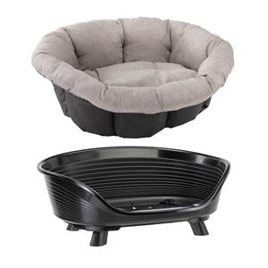 Set maat 10: Mand + hoes + poten Ferplast mand Siesta Deluxe met hoes Tweed beige voor honden