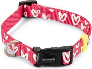 BEEZTEES Heart - Halsband Hond - Nylon - Roze - 35-50cmx20mm