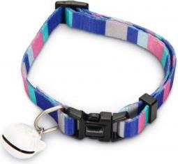 BEEZTEES Stripes - Kattenhalsband - Nylon - Blauw - 20-30 cm