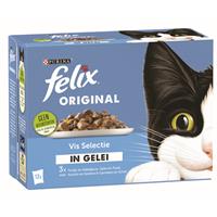 Felix Multipack Pouch Original Selectie In Gelei - Kattenvoer - Tonijn Zalm Koolvis 12x85 g