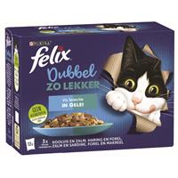 Felix Multipack Dubbel Zo Lekker Vis In Gelei - Kattenvoer - Koolvis Haring Zalm 12x85 g