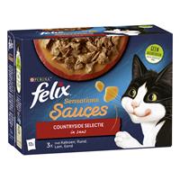 Felix Multipack Sensations Sauces Countryside Selectie - Kattenvoer - Kalkoen Rund Lam 12x85 g