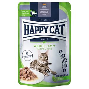 Voordeelpakket Happy Cat Pouch Meat in Sauce 48 x 85 g - Weide-Lamm (Lam)