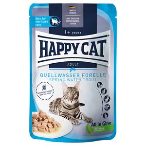 Voordeelpakket Happy Cat Pouch Meat in Sauce 12 x 85 g - Quellwasser-Forelle (Forel)