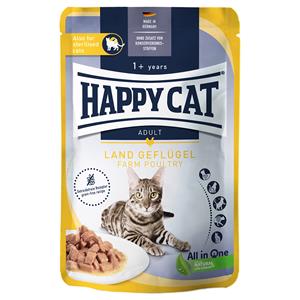 Voordeelpakket Happy Cat Pouch Meat in Sauce 12 x 85 g - Land-Geflügel (Kip)