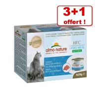 Almo Nature HFC 3 + 1 gratis! 4 x 50 g  Natural Light - Kip & Tonijn